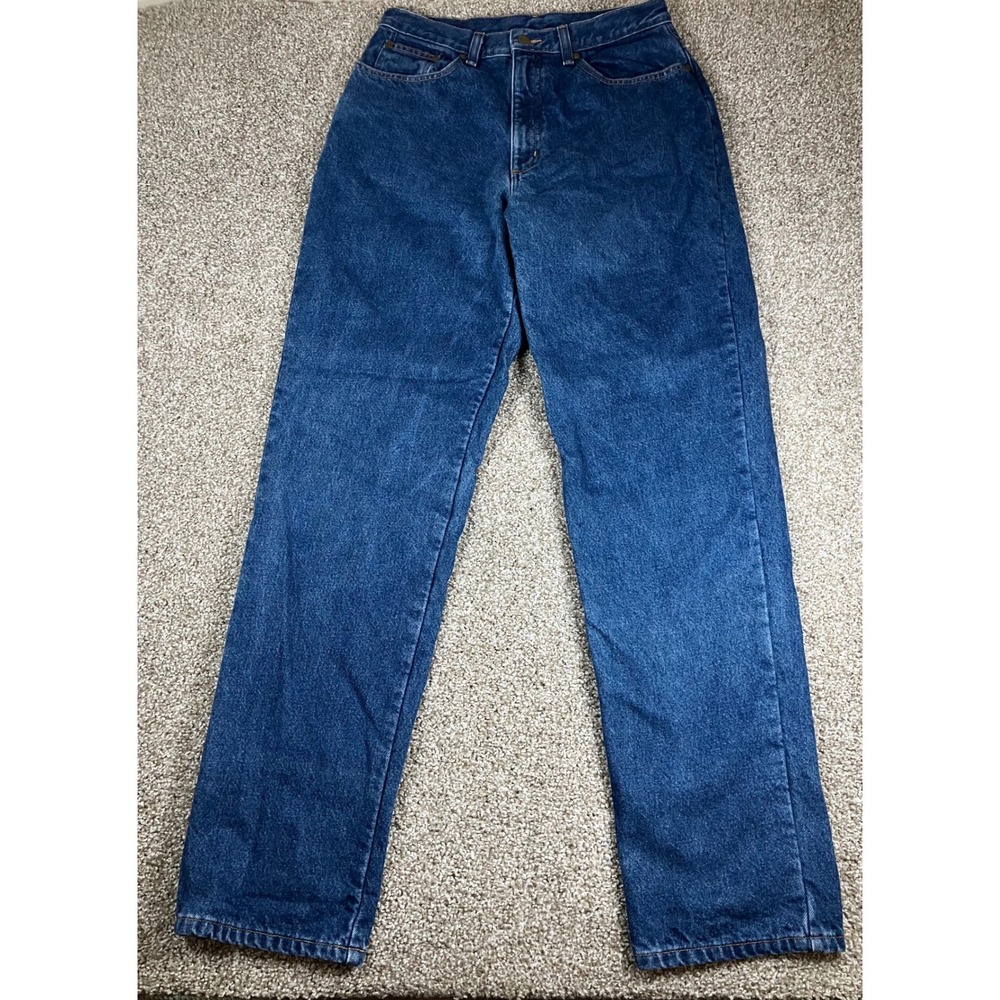 LL Bean Double L Relaxed Fit Flannel Lined Jeans Blue Denim Women 12 Tall